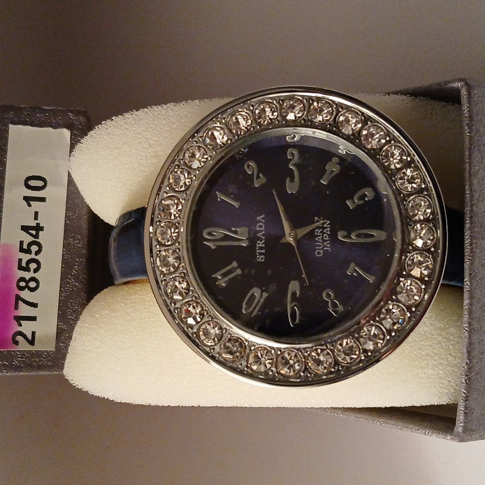 2178554-10. STRADA Austrian Crystal Cuff Watch STS Back